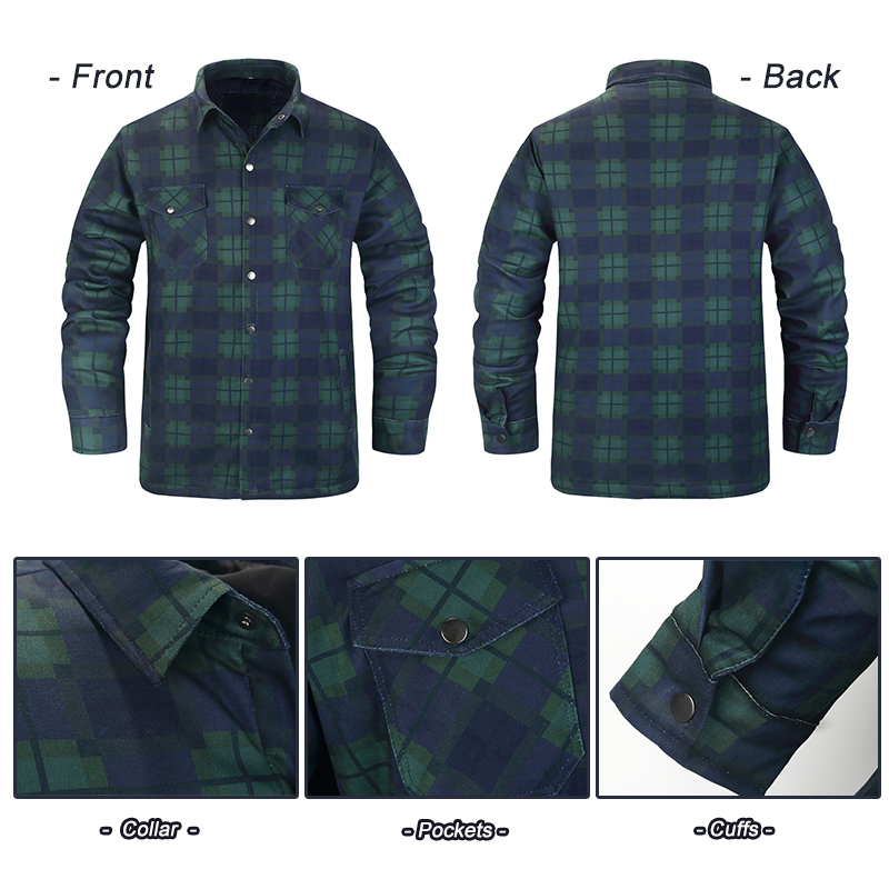 남성용 겨울 격자 무늬 셔츠, 두꺼운 녹색 체크 셔츠  - Flannel Shirt Lined 리뷰 및 가격