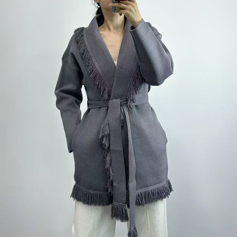 여성용 프린지 롱 울 니트 가디건, 레트로 루즈 라펠  - Wool Coat Peacoat 리뷰 및 가격