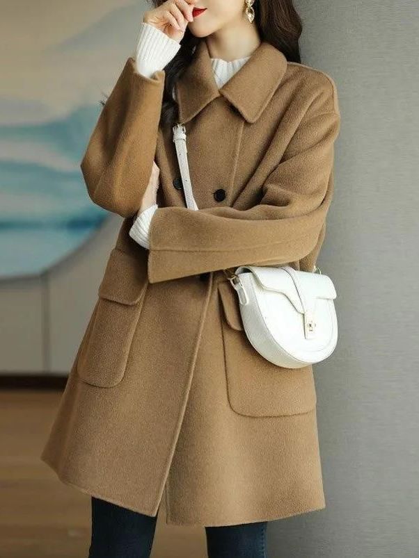 세련된 중간 길이 울 코트 한국 스타일 하이웨이스트 버 - Wool Coat Peacoat 리뷰 및 가격