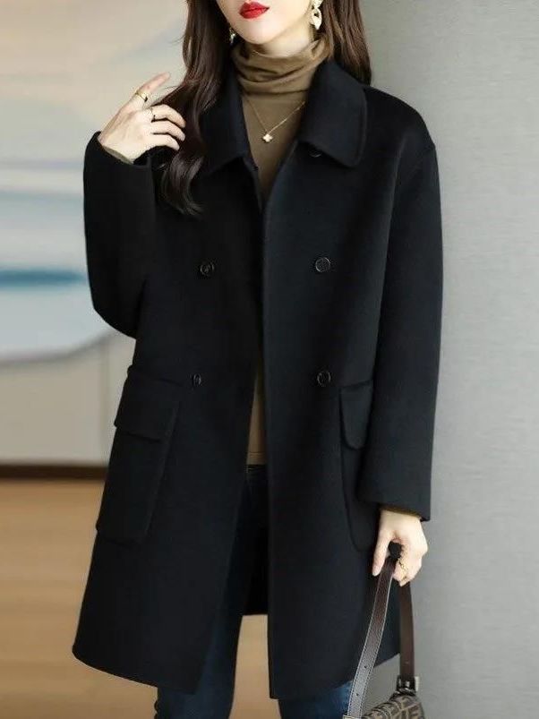 세련된 중간 길이 울 코트 한국 스타일 하이웨이스트 버 - Wool Coat Peacoat 리뷰 및 가격