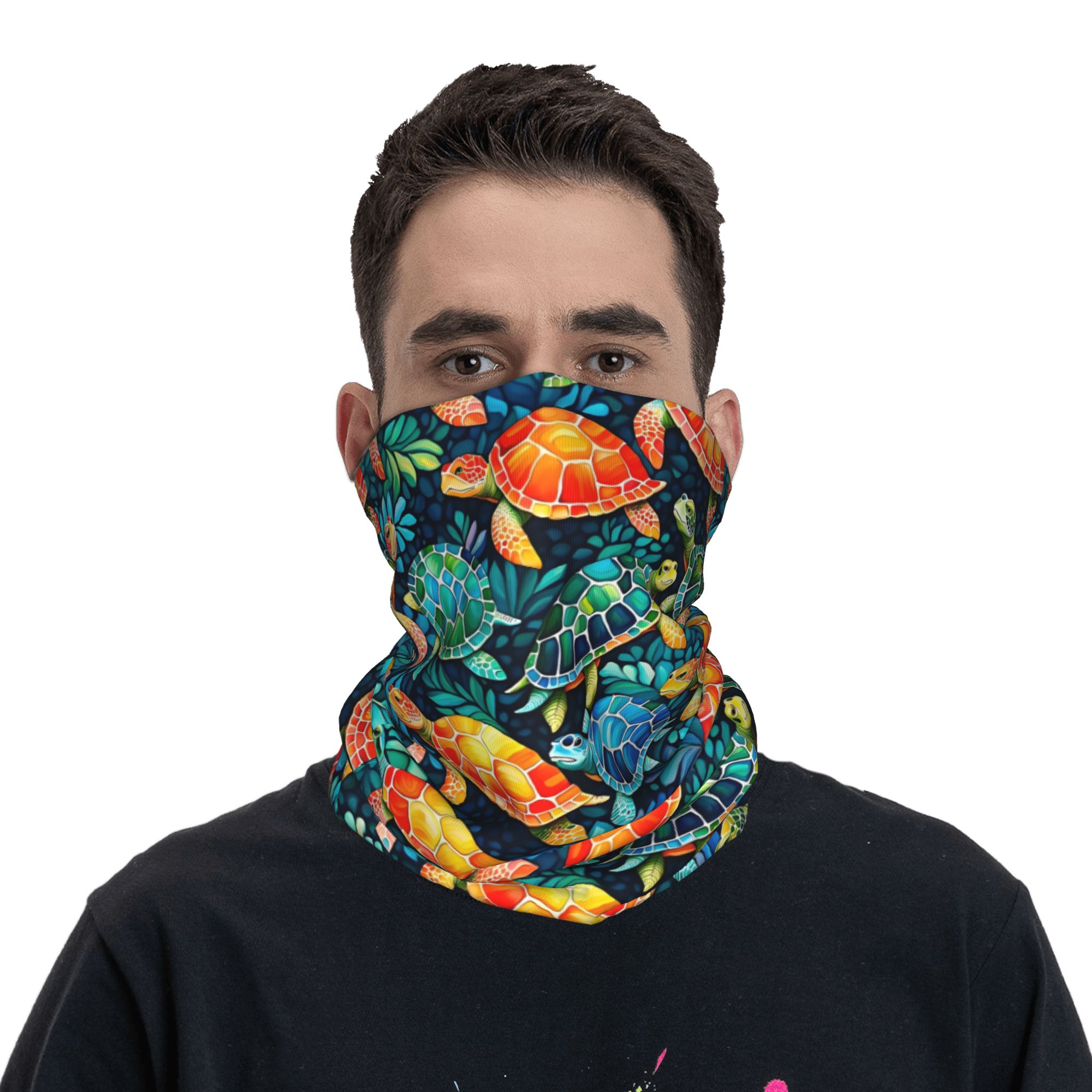 맞춤형 재미있는 컬러풀 바다거북 넥 게이터 여성 남성  - Neck Gaiter Fleece 리뷰 및 가격